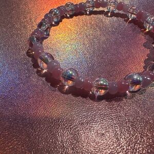 Dainty Pink Crystal Beaded Bracelet